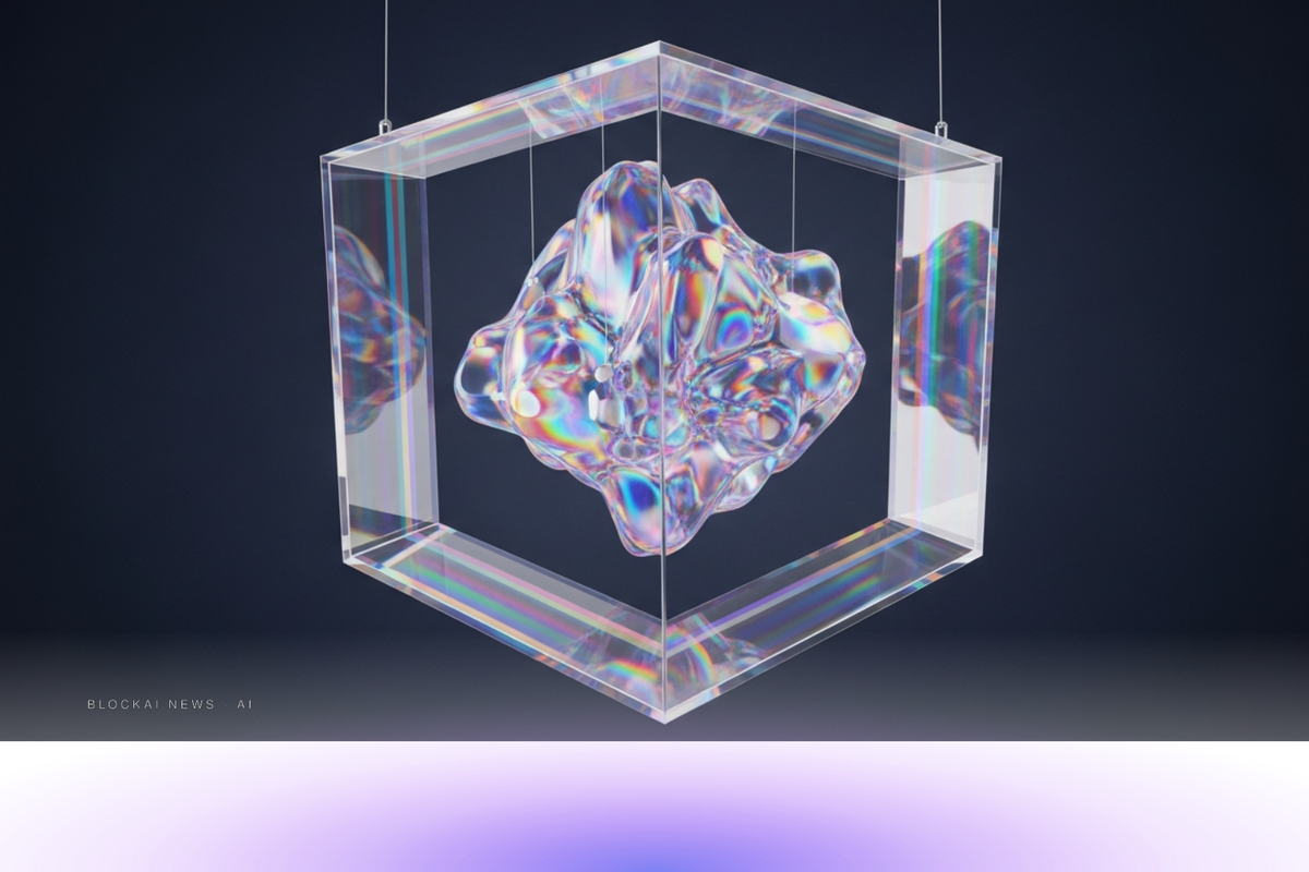 Abstract iridescent gradient suggesting simulated three-dimensional environments with physics-accurate light, depth and motion.