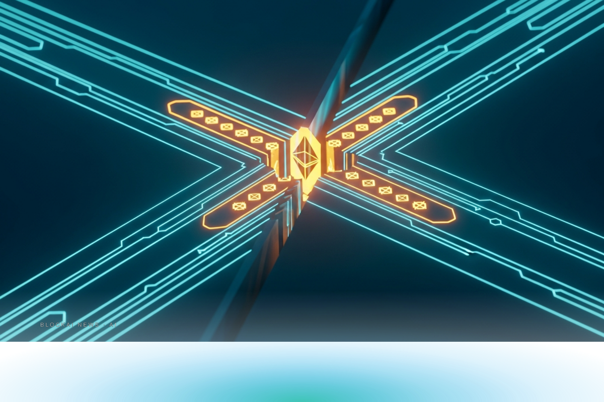 Glowing teal payment corridors severed by a regulatory barrier, with amber crypto nodes cut off from the main flow.