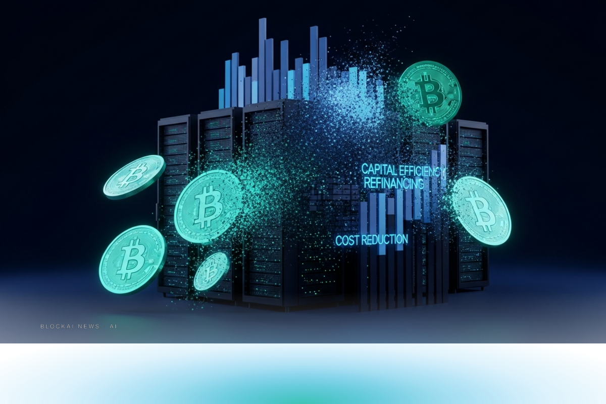 Hut 8 FalconX $200 million bitcoin-backed refinancing — 450 basis points savings AI bet