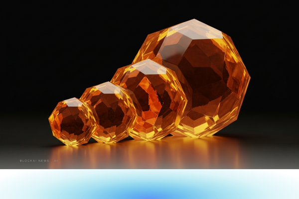Abstract orange-amber gradient suggesting a consolidating Bitcoin-native financial conglomerate forming under a single corporate parent.