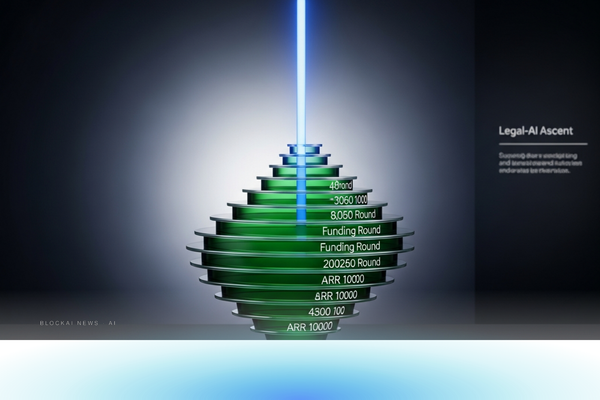 Abstract green-emerald gradient suggesting compounding capital and a fast-doubling legal-AI company crossing into Big Law.